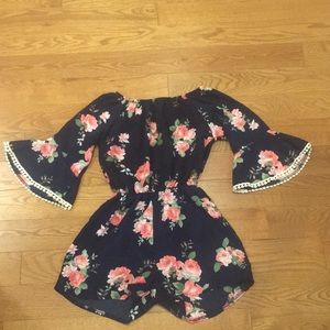 Girls floral off the shoulder romper